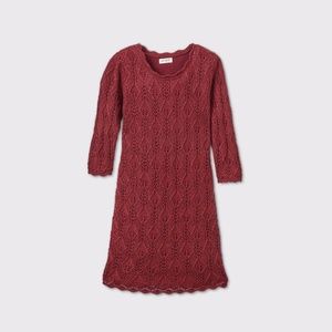 Girls' 3/4 Sleeve Shine Crochet Sweater Dress